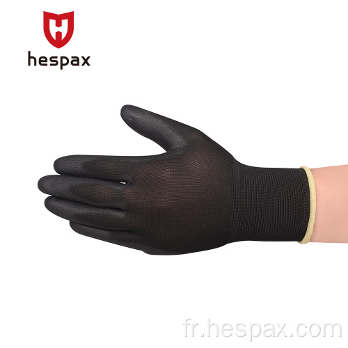 HESPAX Black 13gauge Nylon antistatique PU Palm Gants